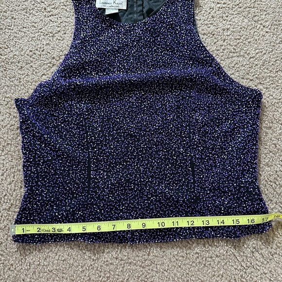 Vintage Laurence Kazar Sleeveless Zipper Purple Bead Silk Tank Top Size Large - Picture 4 of 8